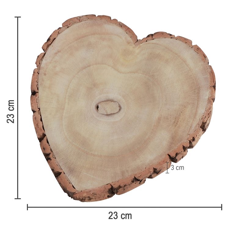 Baumscheiben-Set 3 Stück Herzform Rustikale Holzherzen 19, 23 & 30 cm Tischdeko 3 Holz-Herzen in verschiedenen Größen übereinander gestapelt.