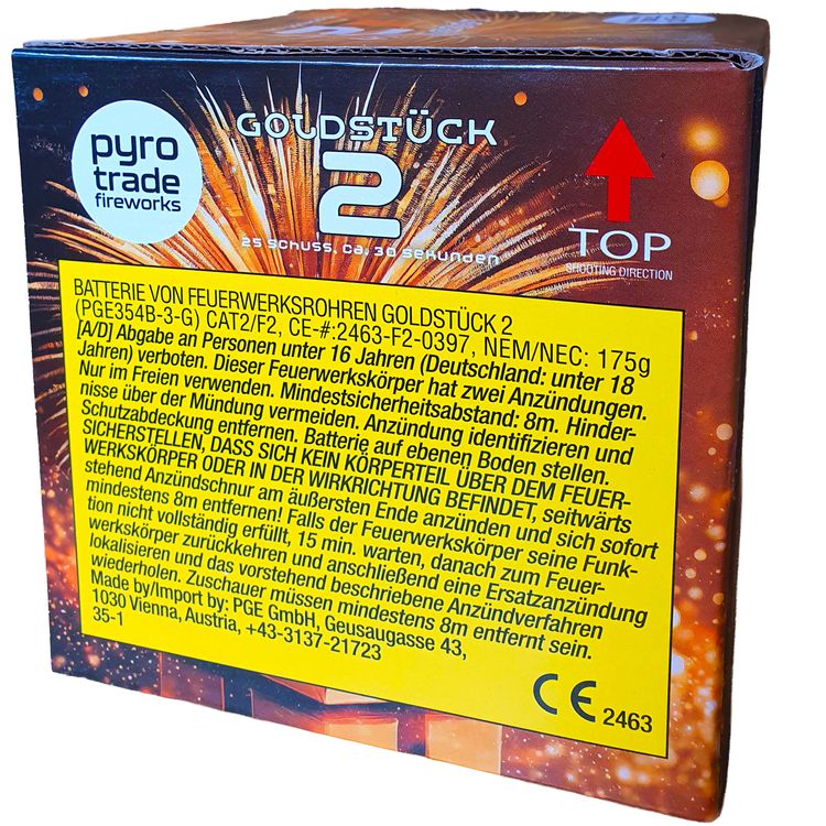 Feuerwerksbatterie Goldstück 2 - 30 Sek. Pyrotrade Goldstück 2 Feuerwerk Batterie 30 Sek. von Pyrotrade für Silvester oder Geburtstagsfeuerwerk