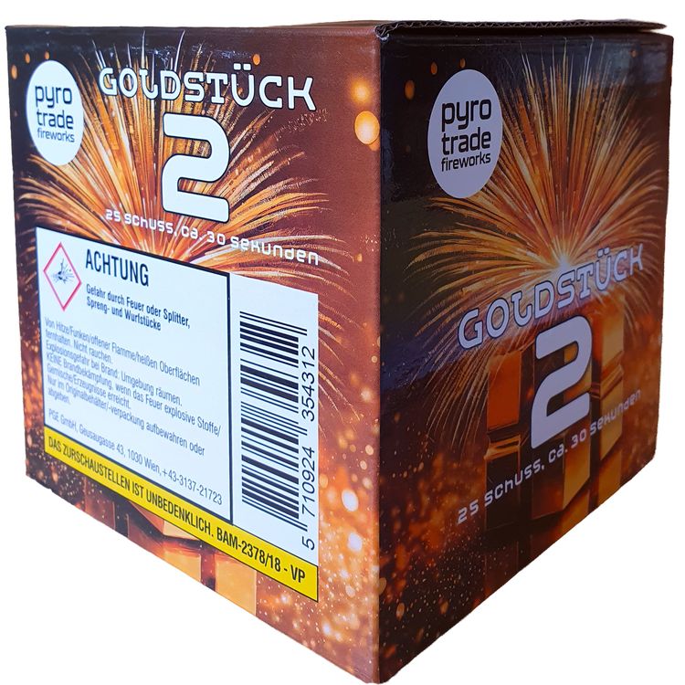 Feuerwerksbatterie Goldstück 2 - 30 Sek. Pyrotrade Goldstück 2 Feuerwerk Batterie 30 Sek. von Pyrotrade für Silvester oder Geburtstagsfeuerwerk