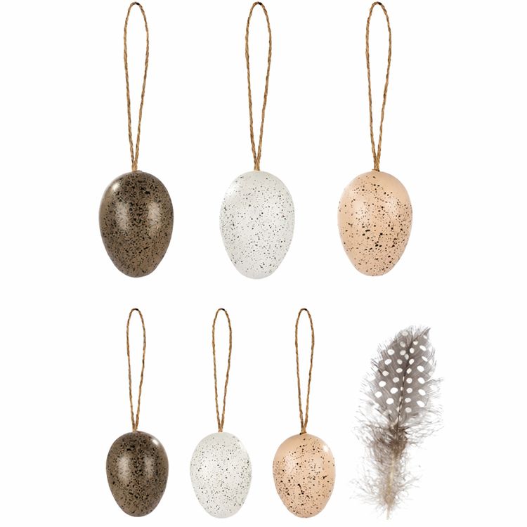 Osterdeko Holzschale Huhn 27 x 30 cm mit 16 Dekoeiern Osternest Holzschale in Huhn-Form mit 16 gesprenkelten Dekoeiern in Naturtönen auf weißem Hintergrund.