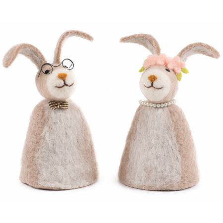 2 Eierwärmer Hasen aus Filz Hasenmann & Hasenfrau Tisch-Deko Ostern