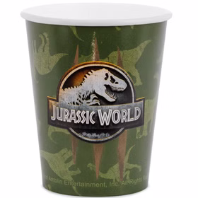 Jurassic World Party-Set Dinosaurier Party-Deko 34-Teile T-Rex Geburtstag Saurier Lizenz-Party-Zubehör gedeckter Tisch Tisch-Deko Mottoparty Kindergeburtstag Geburtstag Grüner Jurassic World Einwegbecher mit detailliertem Dino-Print.