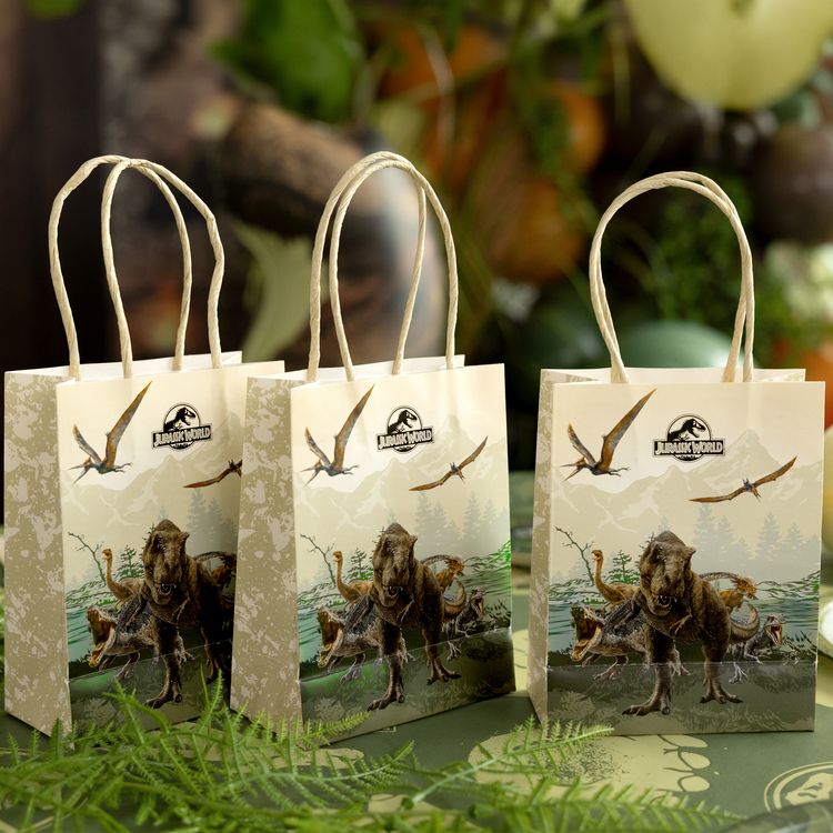 Jurassic World XXL Party-Set Dinosaurier Party-Deko 46-Teile T-Rex Geburtstag Jurassic World XXL Party-Set mit Banner, Tischdecke, Tellern, Bechern, Ballons, Servietten und Geschenktüten als Gesamtübersicht.