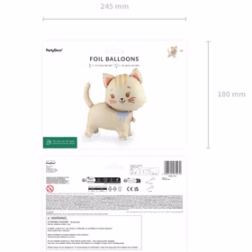 Verpackung Katze Folienballon Kitty 61 x 65 cm, Party-Deko Luftballon mit Rädern inklusive Produktdetails.