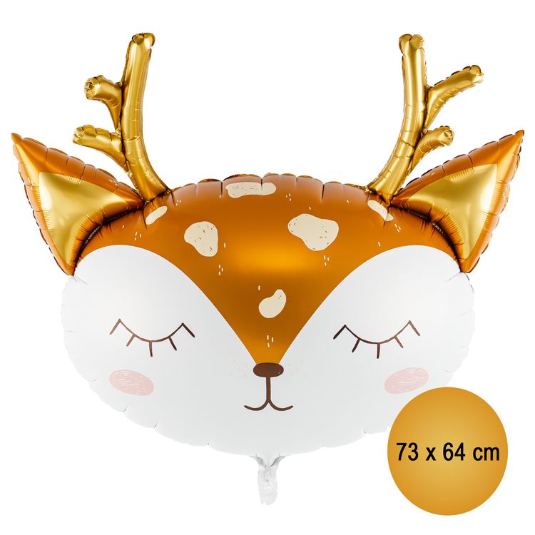 Reh Folienballon Feli das Rehkitz 73 x 64 cm Tierballon Party-Deko Reh Folienballon Feli das Rehkitz 73 x 64 cm, niedlicher Tierballon mit goldenen Details für Party-Deko.