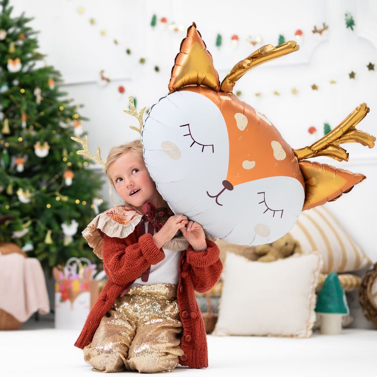 Reh Folienballon Feli das Rehkitz 73 x 64 cm Tierballon Party-Deko Reh Folienballon Feli das Rehkitz 73 x 64 cm, niedlicher Tierballon mit goldenen Details für Party-Deko.