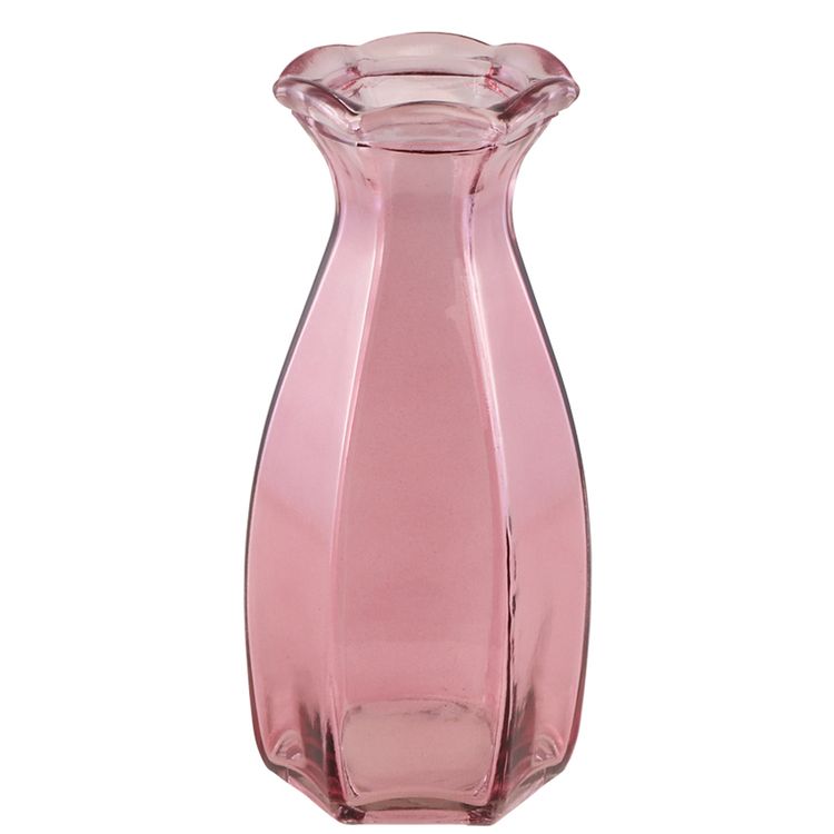 Grüne Glasvase Corolle mit geschwungener Form und dekorativ gewelltem Rand auf hellem Hintergrund.