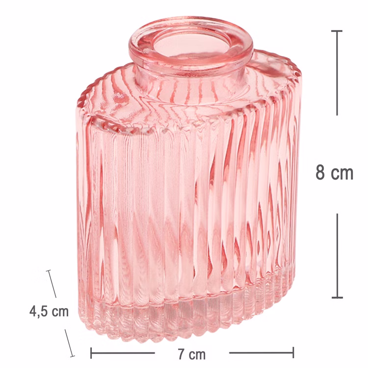 Mini Glasvasen-Set 3er Rosa grün Klar Tisch-Deko Hochzeit Geburtstag gedeckter Tisch Familienfeier Festtafel Kommunion Jubiläum Möbel & Wohnen Accessoires Maßdarstellung der rosa Mini-Glasvase mit kompakten Abmessungen für kleine Blumenarrangements.