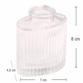 Mini Glasvasen-Set 6er Rosa Grün Klar Tisch-Deko Hochzeit Geburtstag gedeckter Tisch Blumenvase kleine Glasvase Dekoration Events Maßgrafik der transparenten Mini-Glasvase mit 7 cm Breite, 4,5 cm Tiefe und 8 cm Höhe.