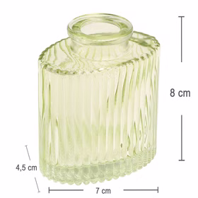 Mini Glasvasen-Set 6er Rosa Grün Klar Tisch-Deko Hochzeit Geburtstag gedeckter Tisch Blumenvase kleine Glasvase Dekoration Events Maßgrafik der grünen Mini-Glasvase mit 7 cm Breite, 4,5 cm Tiefe und 8 cm Höhe.
