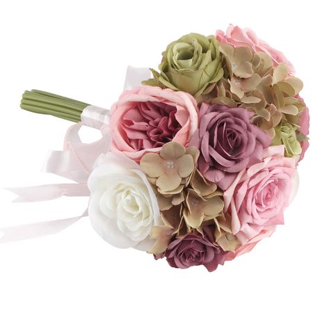 Künstlicher Blumenstrauß Fairy Pond Rosa Grün Lila 32 cm Hochzeitsdeko