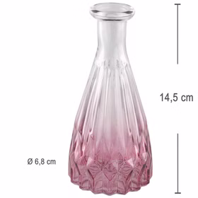 Glasvase Alexandrin Blumenvase 14,5 cm Deko-Vase mit Farbverlauf Rosa Tisch-Deko Geburtstag Hochzeit Wohnaccessoire Wohnen & Möbel Kleine Blumenvase Maßansicht der rosa Glasvase Alexandrin mit 14,5 cm Höhe und 6,8 cm Durchmesser.