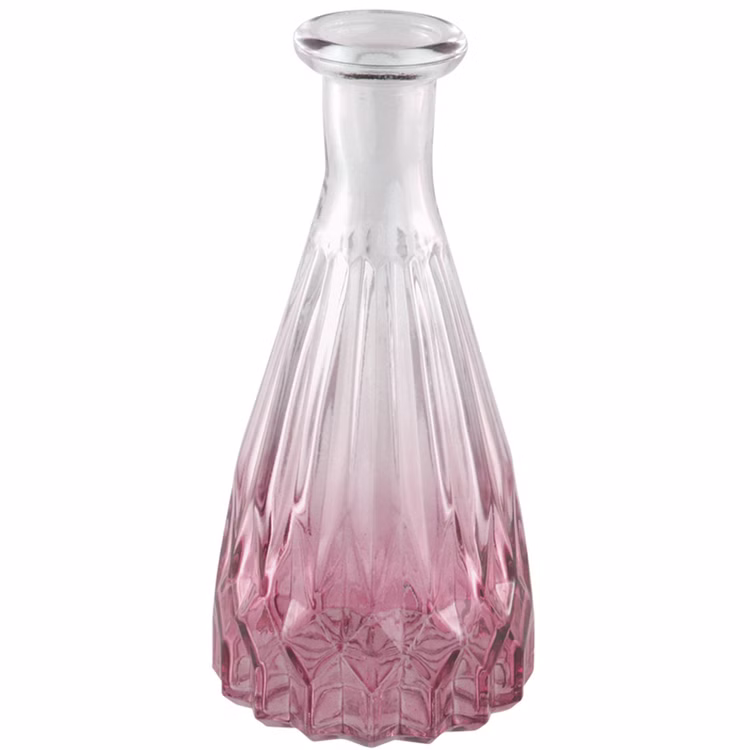 Glasvase Alexandrin Blumenvase 14,5 cm Deko-Vase mit Farbverlauf Rosa Tisch-Deko Geburtstag Hochzeit Wohnaccessoire Wohnen & Möbel Kleine Blumenvase Rosa Glasvase Alexandrin mit zartem Farbverlauf und dekorativ geschliffenem Boden auf hellem Hintergrund.