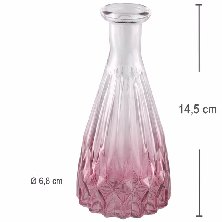 Glasvase Alexandrin Blumenvase 14,5 cm Deko-Vase mit Farbverlauf Rosa Tisch-Deko Geburtstag Hochzeit Wohnaccessoire Wohnen & Möbel Kleine Blumenvase Maßansicht der rosa Glasvase Alexandrin mit 14,5 cm Höhe und 6,8 cm Durchmesser.
