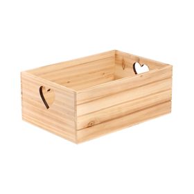 3er Set Holzkisten mit Herzmotiv, drei Größen ineinander gestapelt auf weißem Hintergrund.
