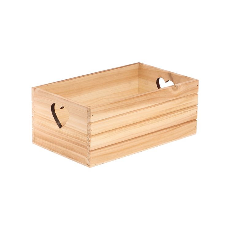 3er Set Holzkisten mit Herzmotiv, drei Größen ineinander gestapelt auf weißem Hintergrund.