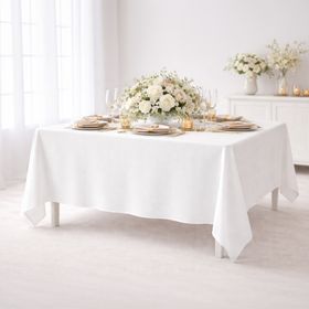 Baumwoll-Tischdecke elfenbein 125 x 240 cm, gewaschen, schlicht, natürliche Tischdeko.