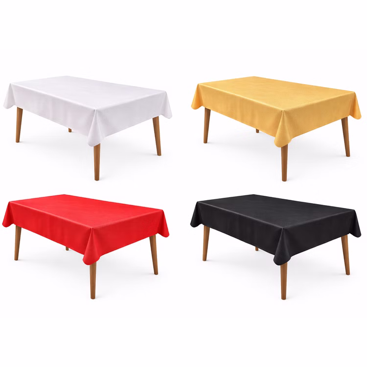 Tischdecke glänzend 150 x 300 cm elegante Tischdeko Hochzeit & Geburtstag Tischdecken gedeckte Tisch festliche Anlässe Möbel und Wohnen Wohn-Accessoire Übersicht über die vier verschiedenen Tischdeckenfarben aus schimmernden Polyester-Vlies.