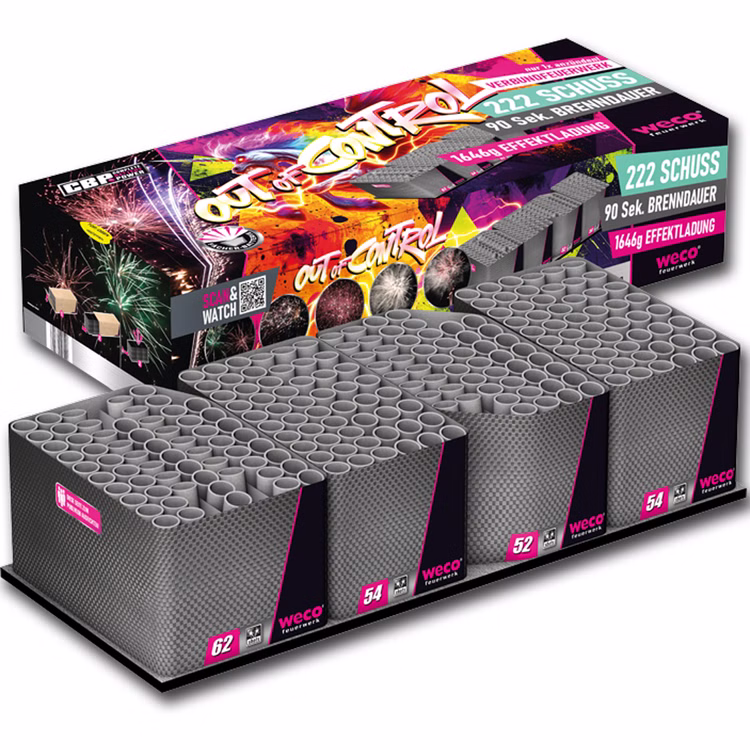 Out of Control Verbundfeuerwerk 90 Sek. von Weco Silvesterfeuerwerk, Geburtstagsfeuerwerk Out of Control Verbundfeuerwerk 90 Sek. von Weco Silvesterfeuerwerk, Geburtstagsfeuerwerk