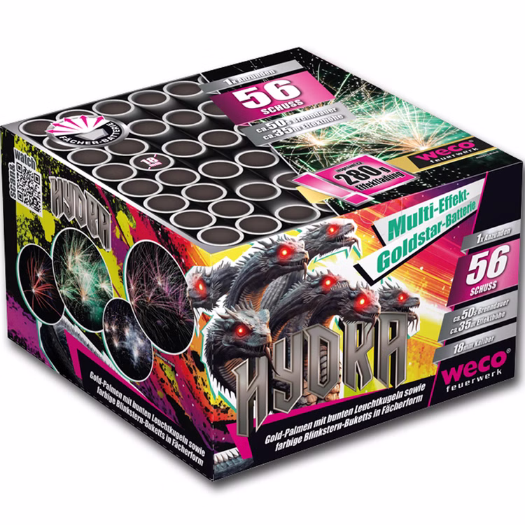 Hydra Feuerwerk Batterie 50 Sek. von Weco für Silvester oder Geburtstagsfeuerwerk Hydra Feuerwerk Batterie 50 Sek. von Weco für Silvester oder Geburtstagsfeuerwerk