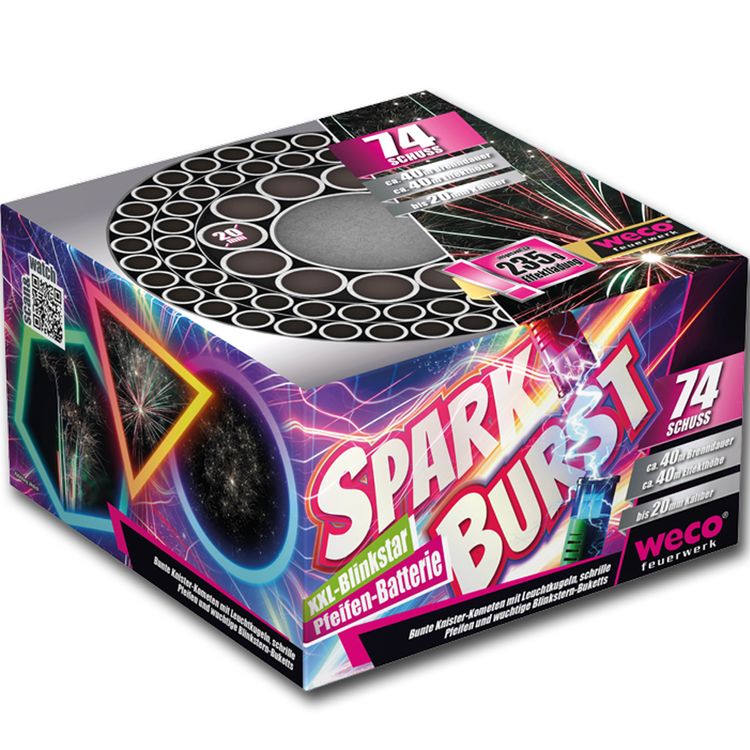 Sparkburst Batterie 40 Sek. von Weco für Silvester oder Geburtstagsfeuerwerk