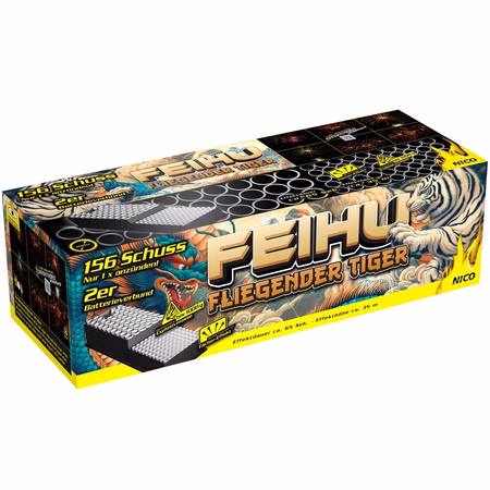 Feihu - Fliegender Tiger Verbundfeuerwerk 65 Sek. von Nico Europe Silvesterfeuerwerk, Geburtstagsfeuerwerk Feihu - Fliegender Tiger Verbundfeuerwerk 65 Sek. von Nico Europe Silvesterfeuerwerk, Geburtstagsfeuerwerk
