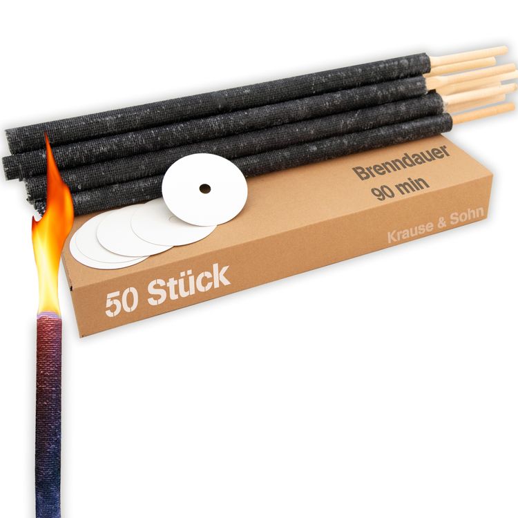 50 Fackel 90 Minuten Brenndauer 60cm lang mit Tropfschutz Wachsfackel 50 Stück Fackelwanderung Wanderung Lagerfeuer Tuchfackel 