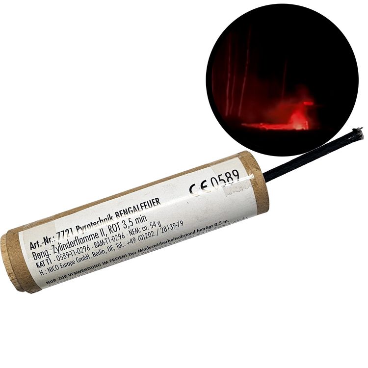 Bengalfackel rot, 3,5 Minuten, Zylinderflamme Bengalische Fackel Rot Bengalo Bengalisches Feuer 10 Stück