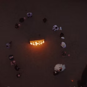 Lichterbild Brennendes Doppelherz von Oben