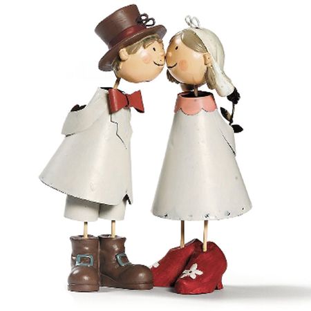 Küssendes Brautpaar aus Metall 16 cm Hochzeit Tisch-Deko Braut & Bräutigam