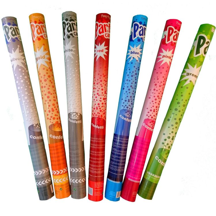 Konfettishooter weiss 60cm, Feuerwerk für Geburtstage ohne Genehmigung Indoor Feuerwerk