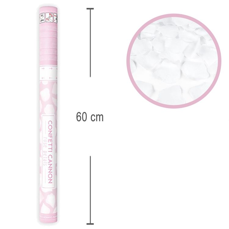Konfettikanone weiße Rosenblätter 60cm Hochzeit Trauung Hochzeitsdeko Deko Shooter weiße Blütenblätter