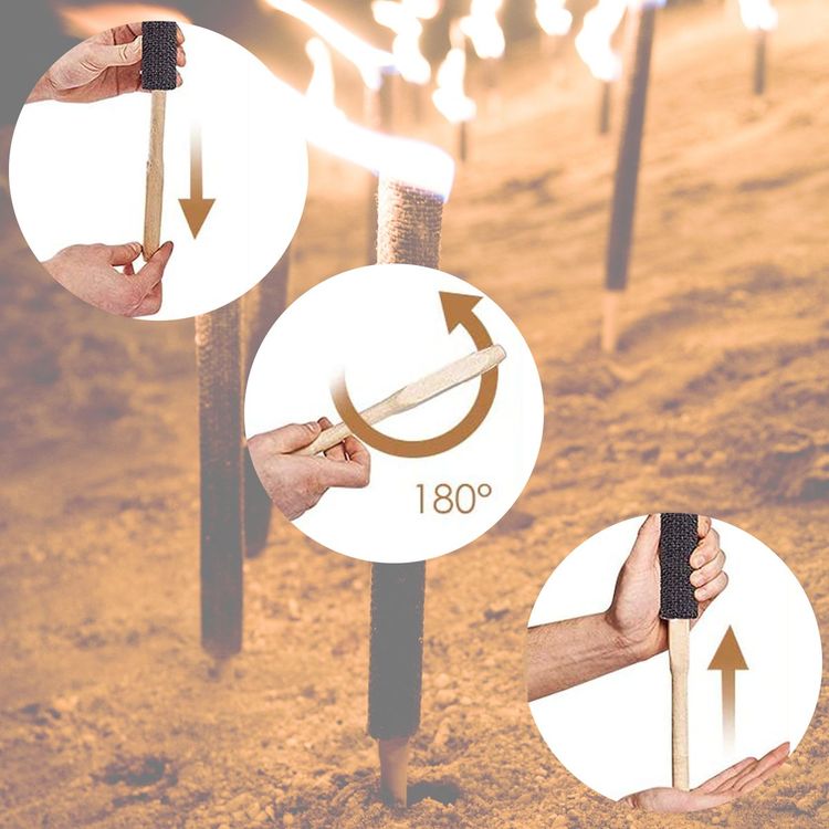 50 Stück 100 Min. Brenndauer Fackel 60cm lang gehobene Qualität Wachsfackel Fackelwanderung Hexenfeuer Grillparty Garten Deko