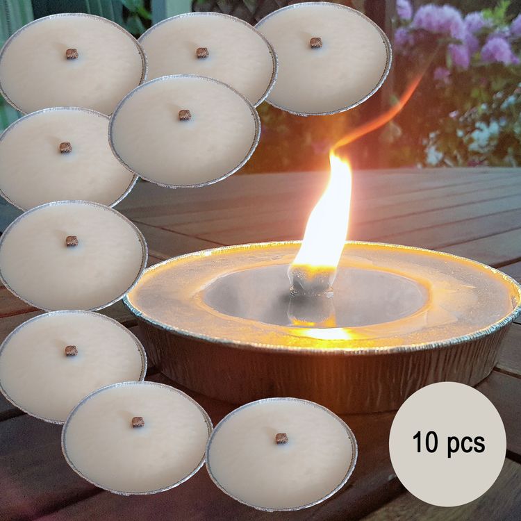 10 Flammschalen 7h Brennzeit 10 Flammschalen mit 8 Stunden Brennzeit Garten Dekoration XXL Kerze Partyfeuer Deko Tischdeko Gartenlicht 10 Stück Outdoorkerze