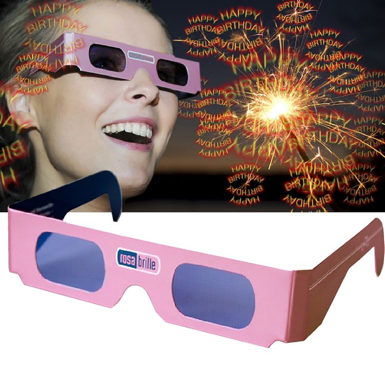 Rosa Brille Motiv "Happy Birthday" zum Geburtstag 10 Stück 3D-Brille Effektbrille Partyspaß Partygag Geburtstagsüberraschung Accessoire