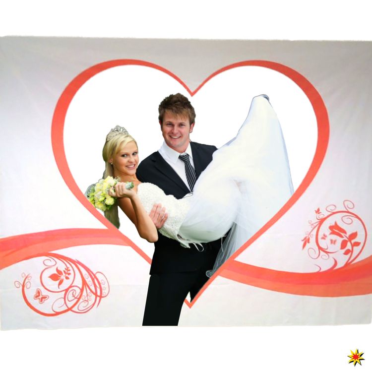 Herzlaken "Herz mit Blumen" zum Ausschneiden Hochzeitslaken Herz Laken Ausschneiden Hochzeit Bettlaken