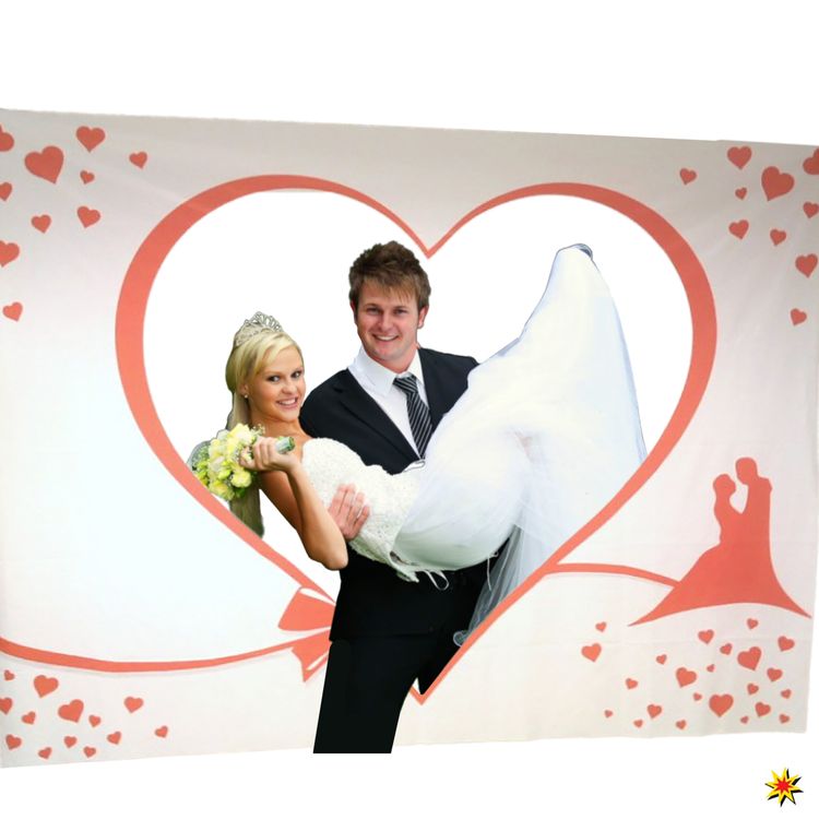 Hochzeitslaken "Herz mit Brautpaar" zum Ausschneiden Herzlaken Herz Laken Brautpaar Ausschneiden Hochzeit Brauch